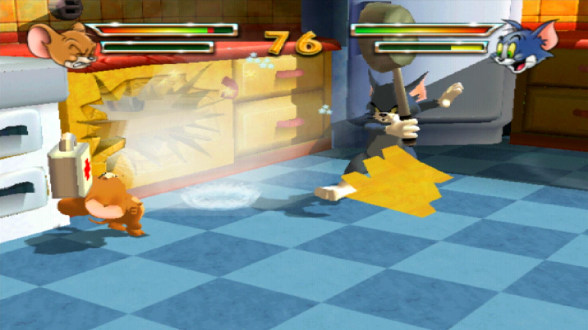 Tom and Jerry in War of the Whiskers PS2 frying pan hit