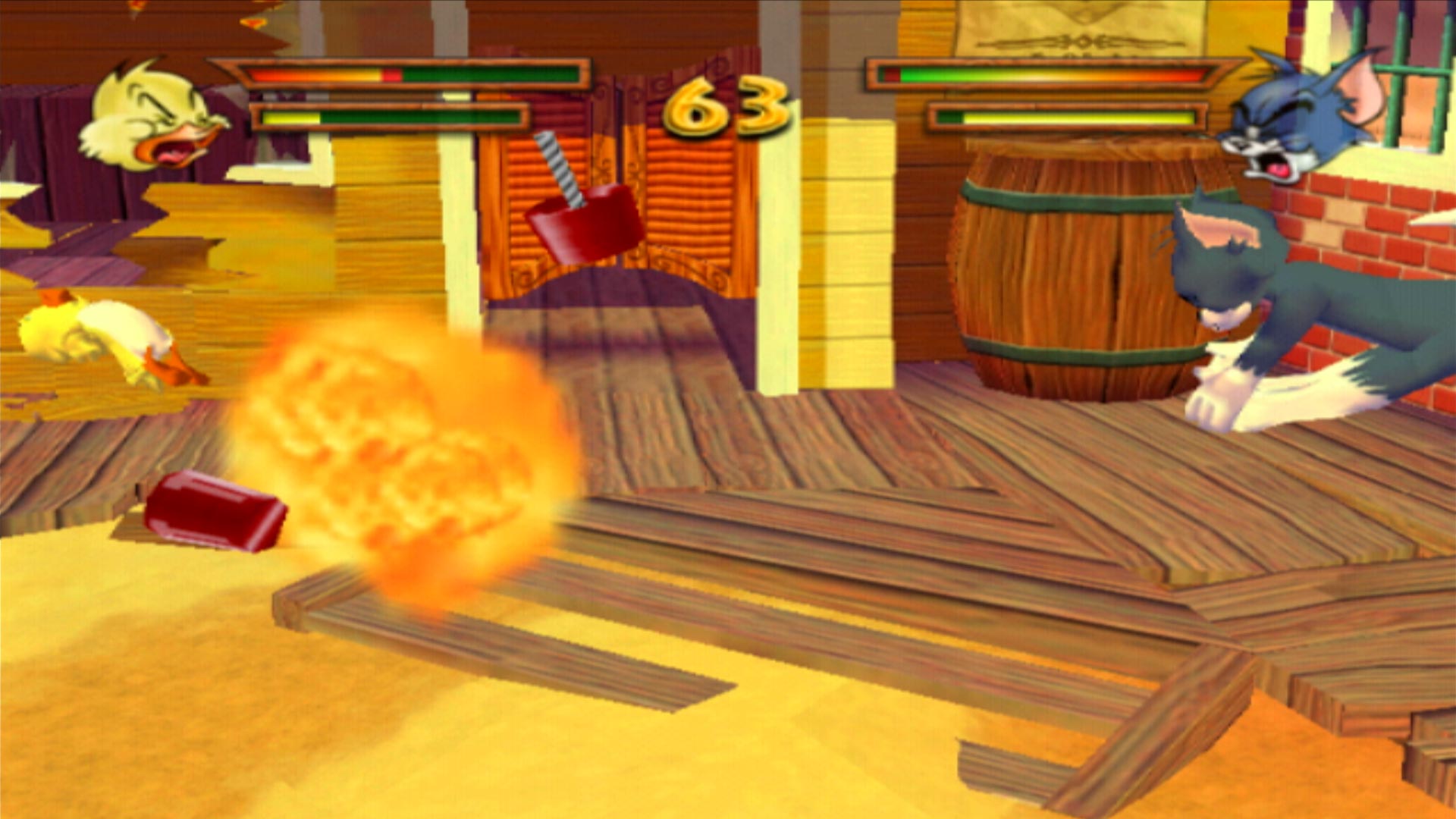 Tom and Jerry in War of the Whiskers PS2 quacker vs jerry explosion