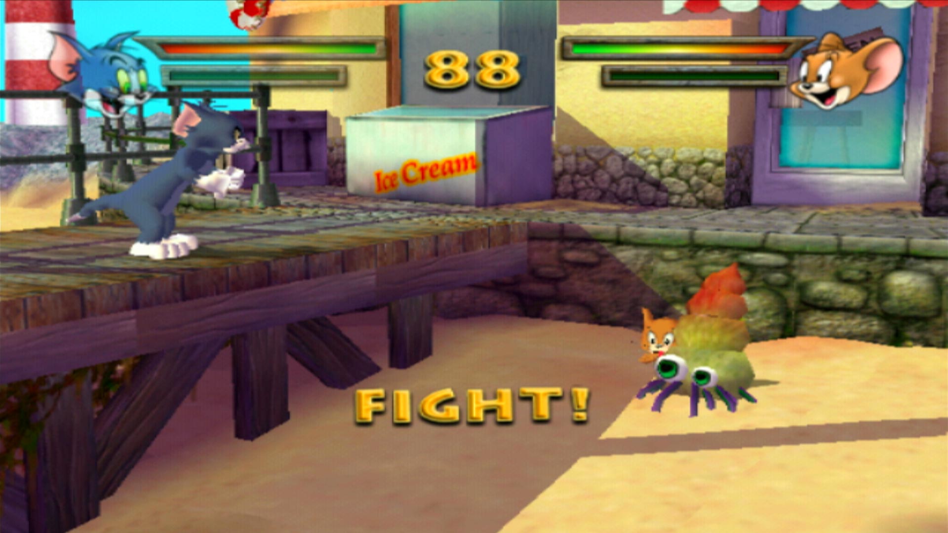 Tom and Jerry in War of the Whiskers PS2 fight begins