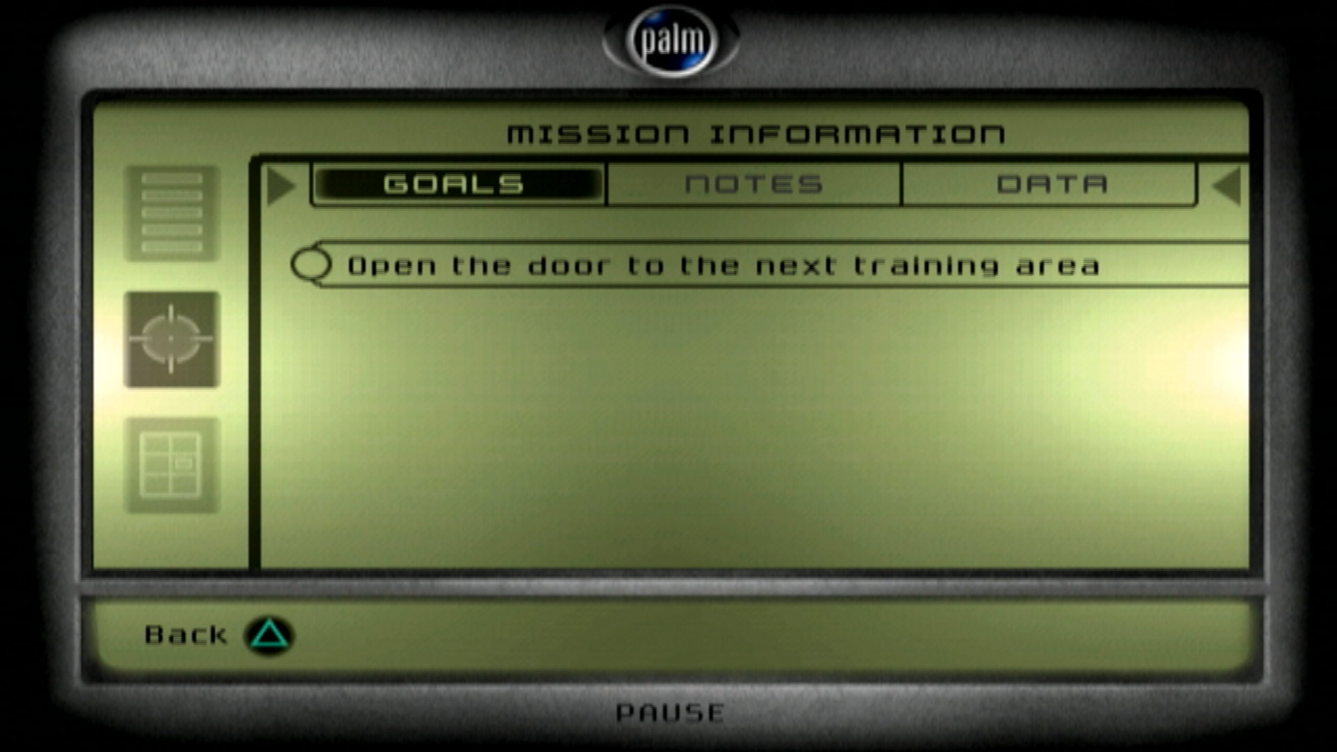 Tom Clancys Splinter Cell PS2 mission information screen