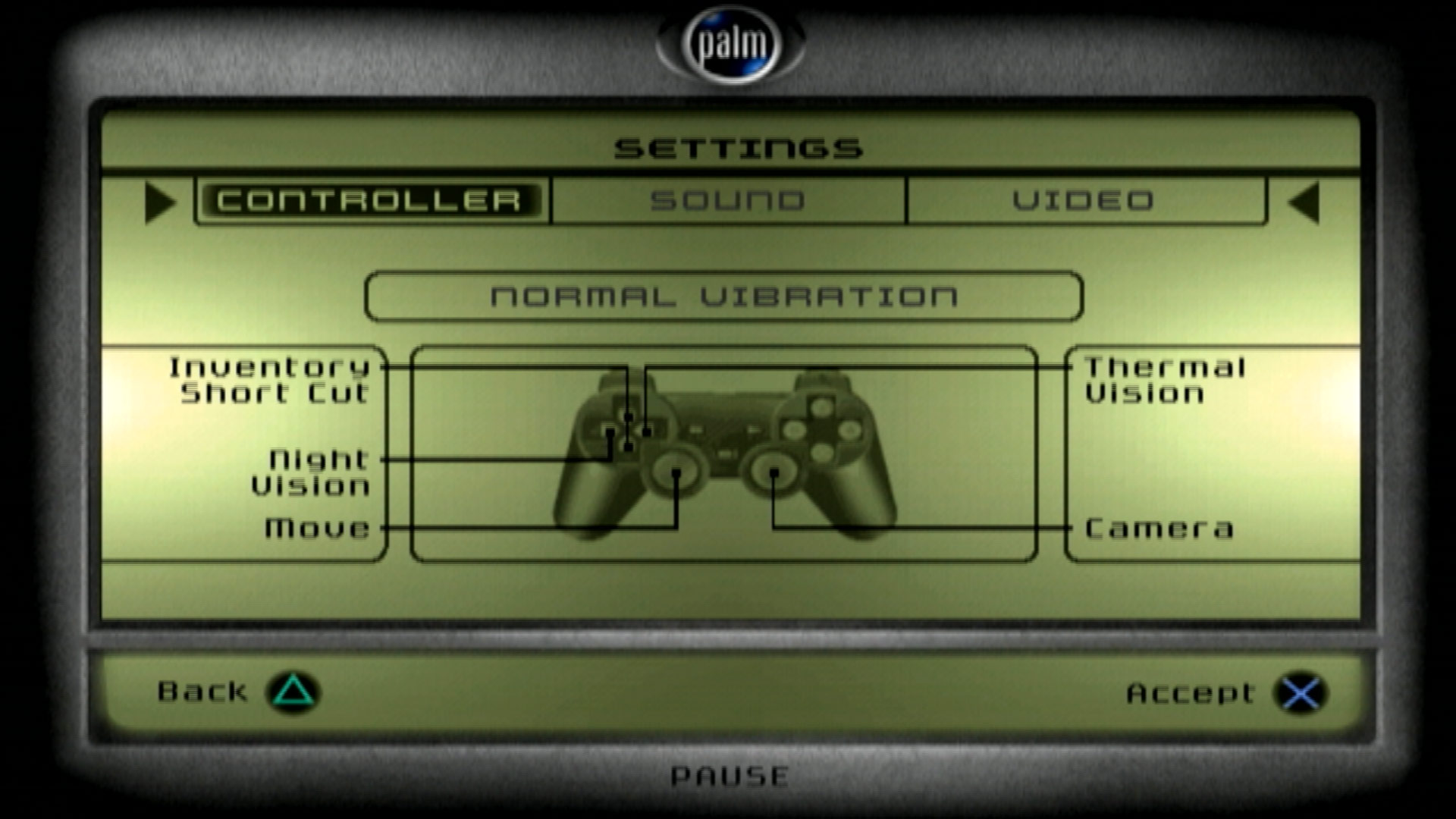 Tom Clancys Splinter Cell PS2 controller scheme