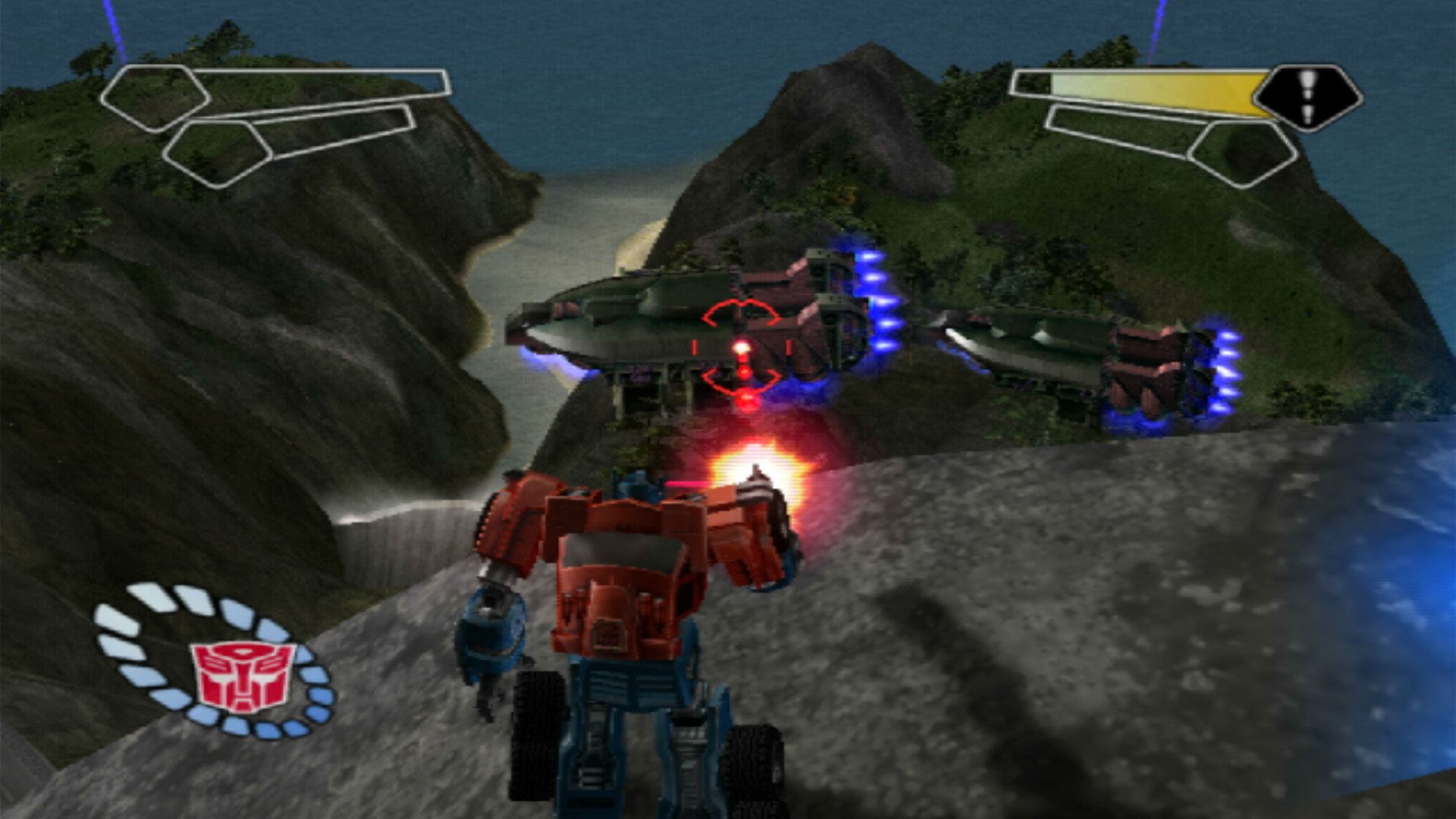 Transformers PS2 shooting enemy ships