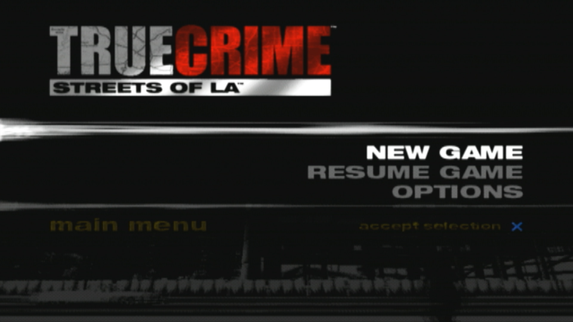 True Crime Streets of LA PS2  main menu