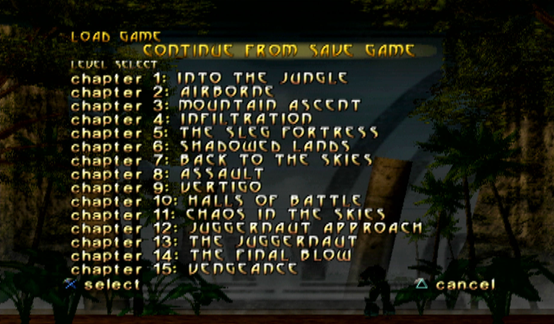 Turok Evolution PS2 all chapters list