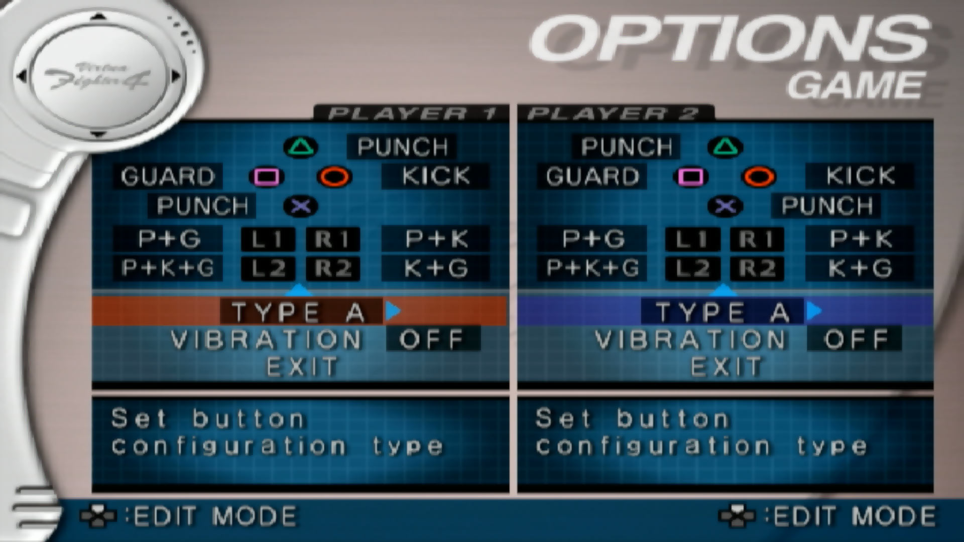 Virtua Fighter 4 PS2 controller scheme