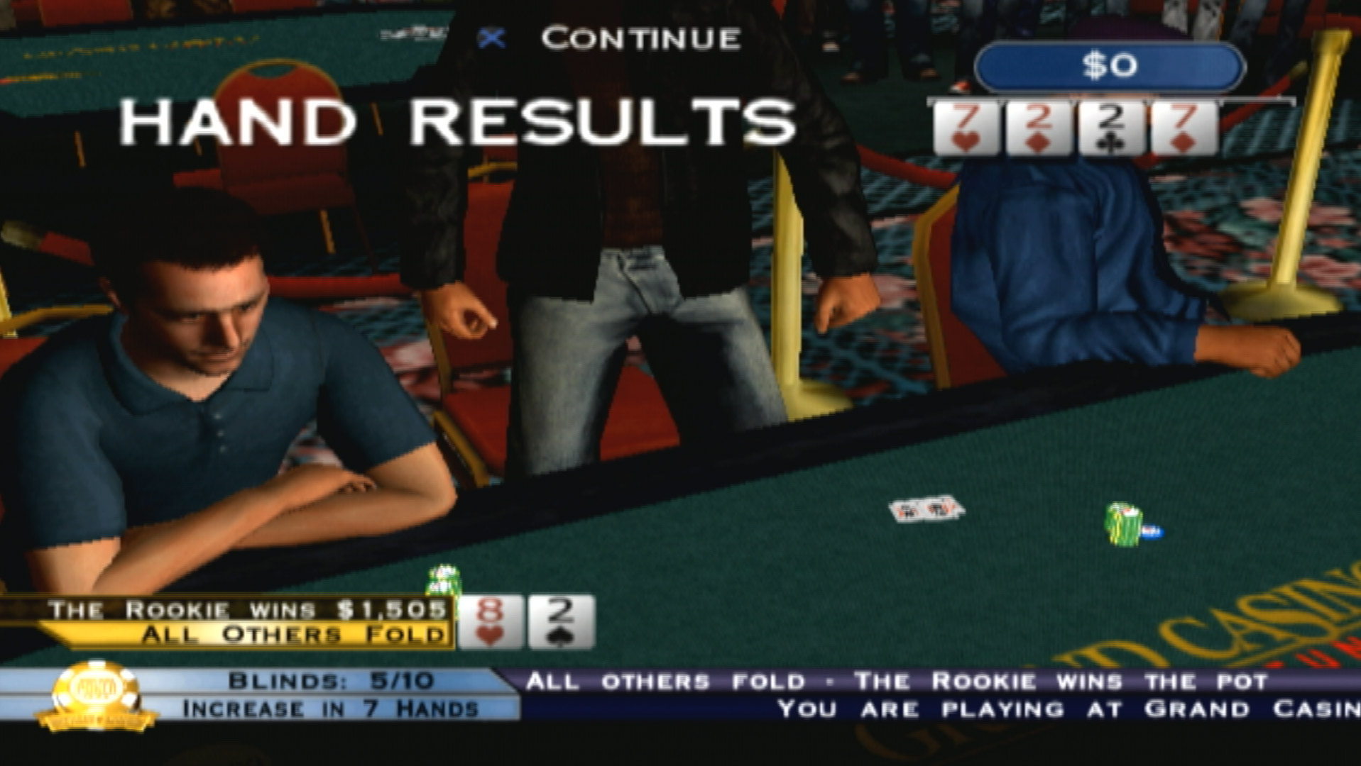 World Series of Poker Tournament of Champions PS2 hand results