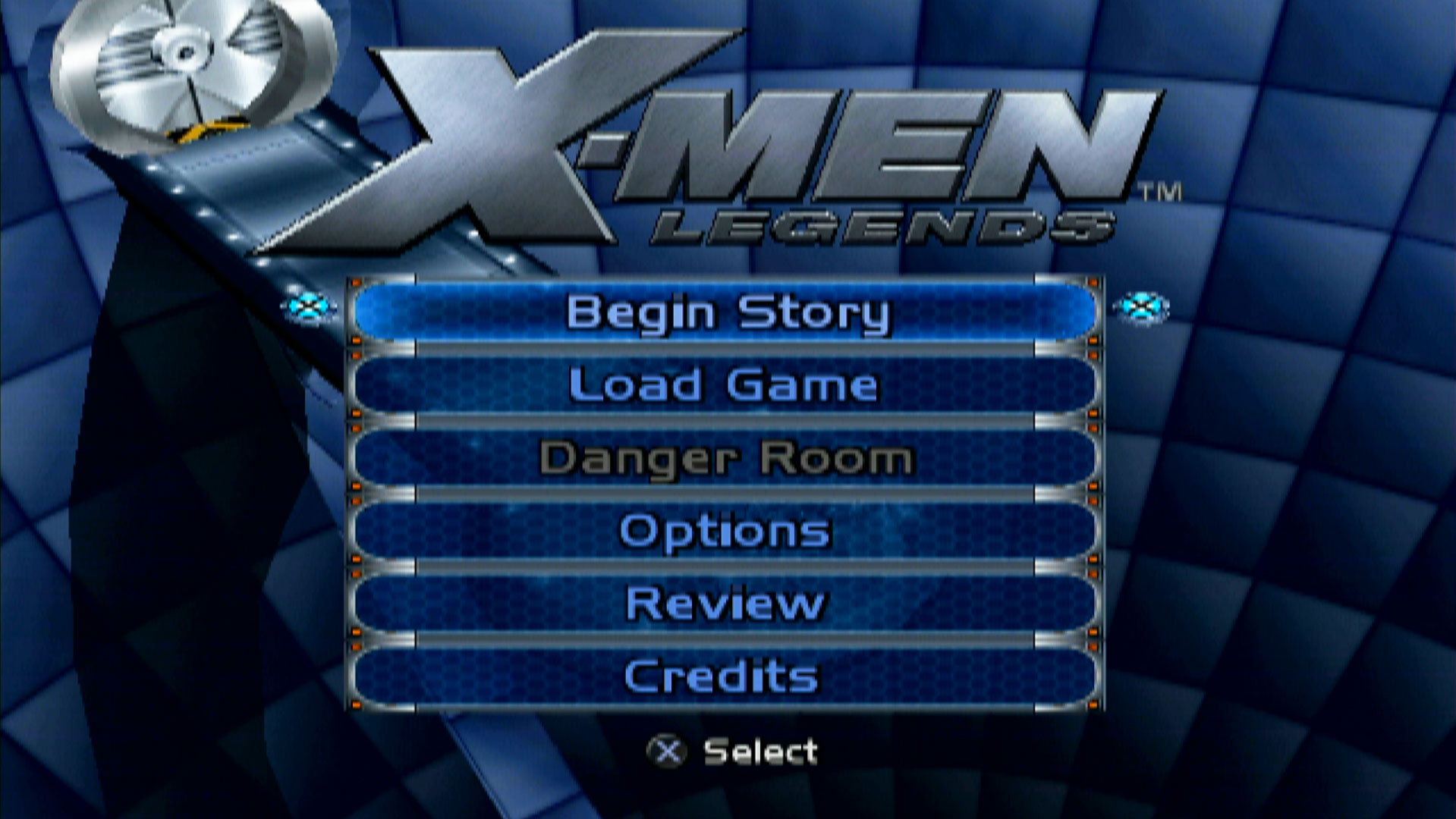 X-Men Legends PS2 main menu