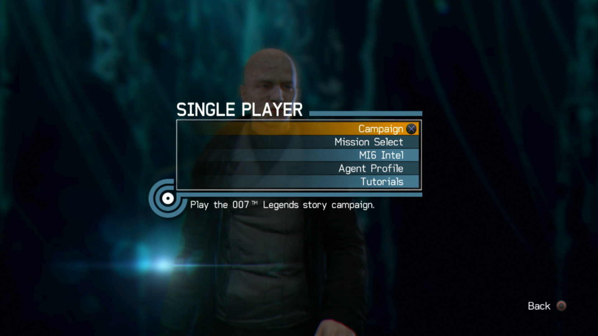 007 Legends PS3 main menu