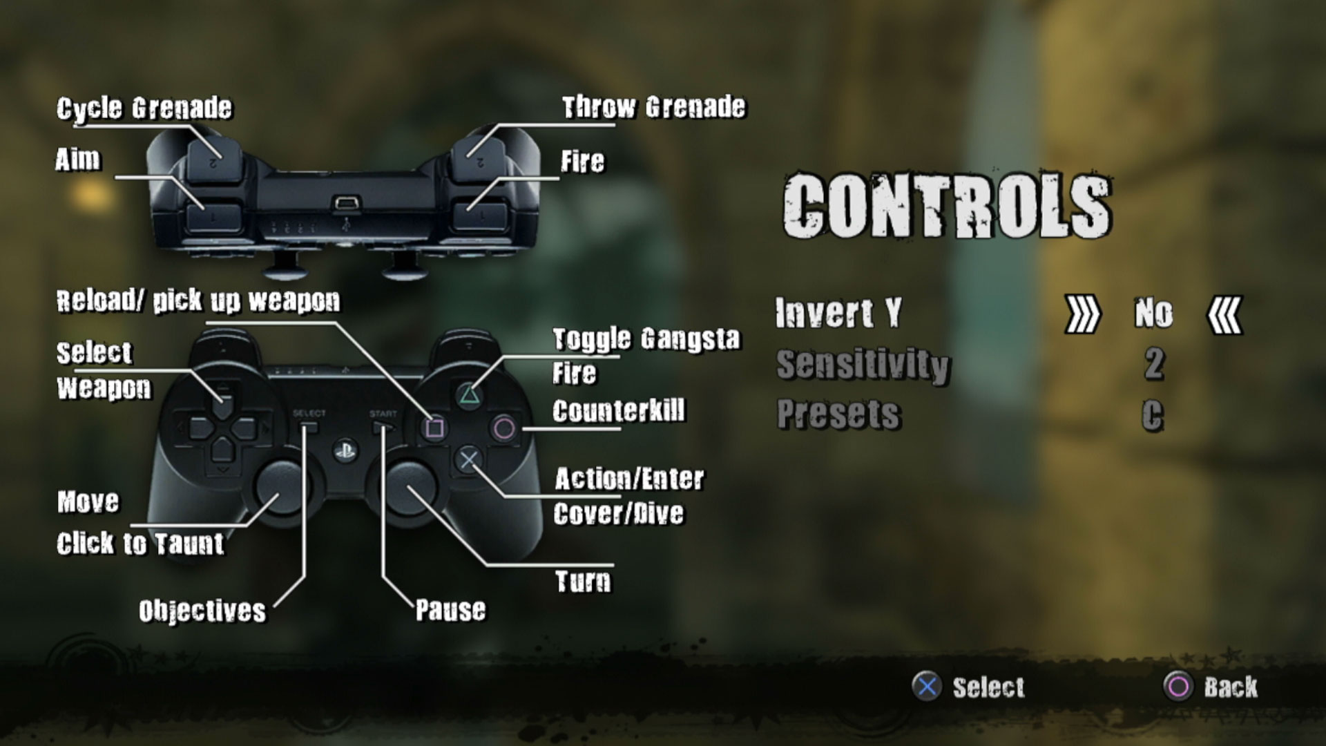 50 Cent Blood on the Sand PS3 controller layout