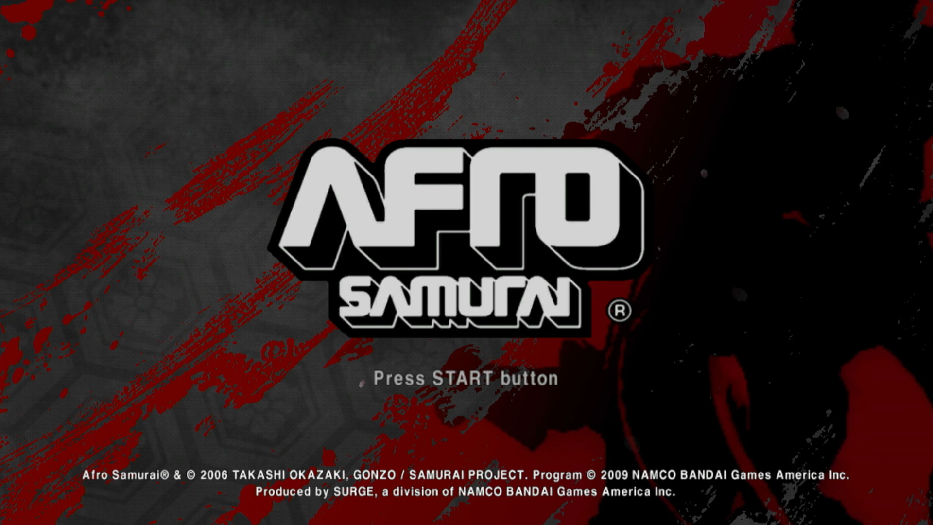 Afro Samurai PS3 title start screen