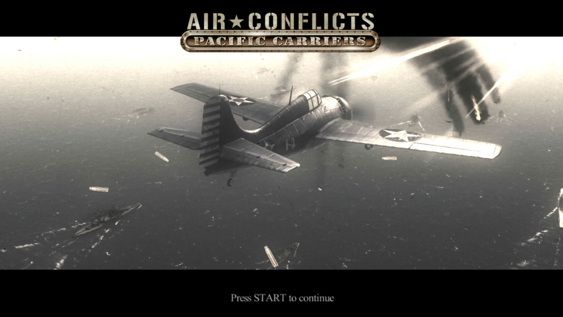 Air Conflicts Pacific Carriers PS3 title start screen