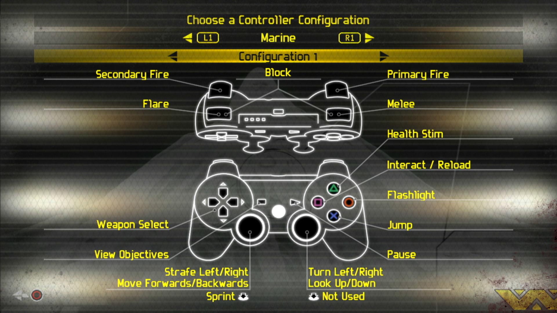 Alien vs Predator PS3 controller layout