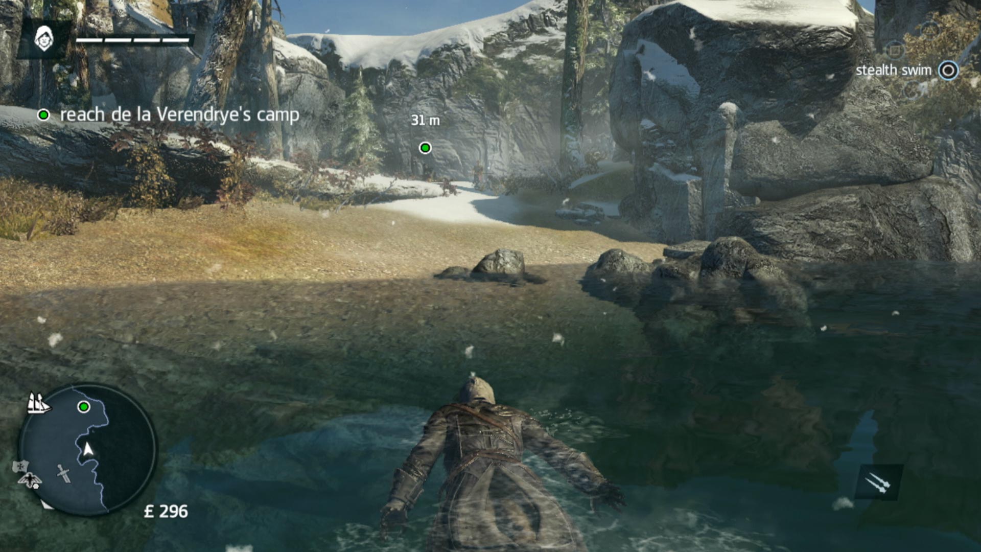 Assassins Creed Rogue PS3 swimming wilderness