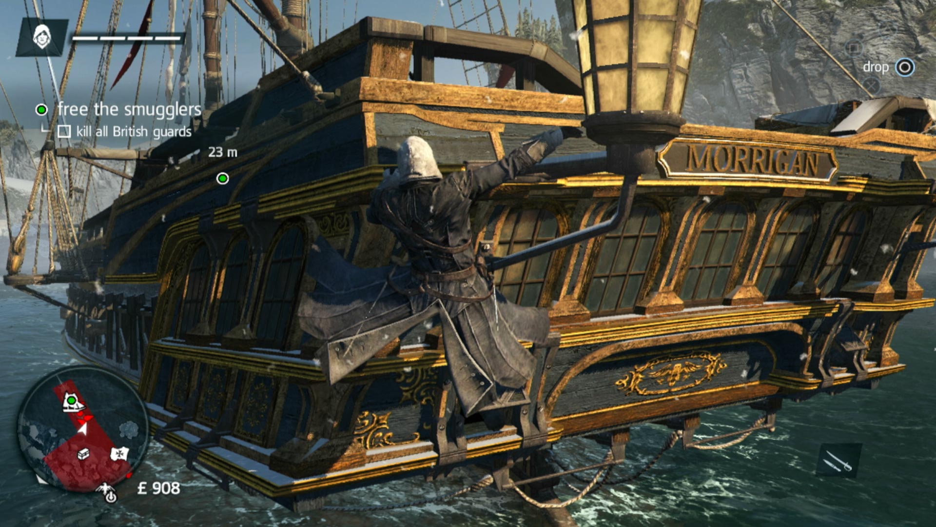 Assassins Creed Rogue PS3 morrigan pirate sail ship