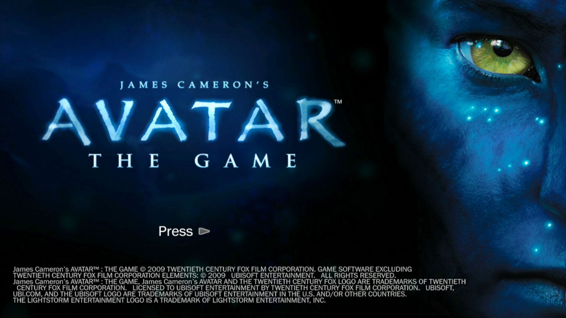 Avatar The Game PS3 title start screen