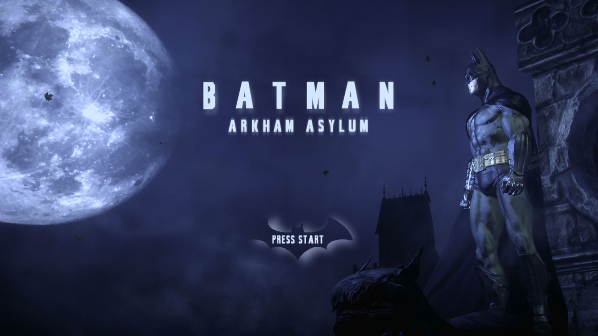 Batman Arkham Asylum PS3 game title press start screen