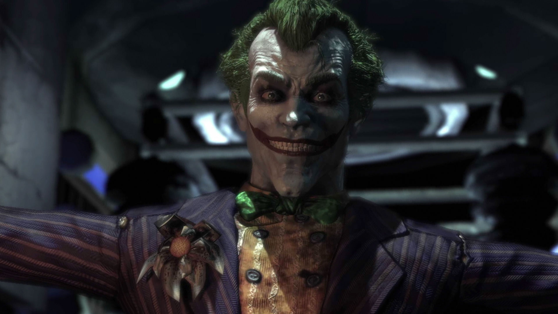 Batman Arkham Asylum PS3 joker character close-up