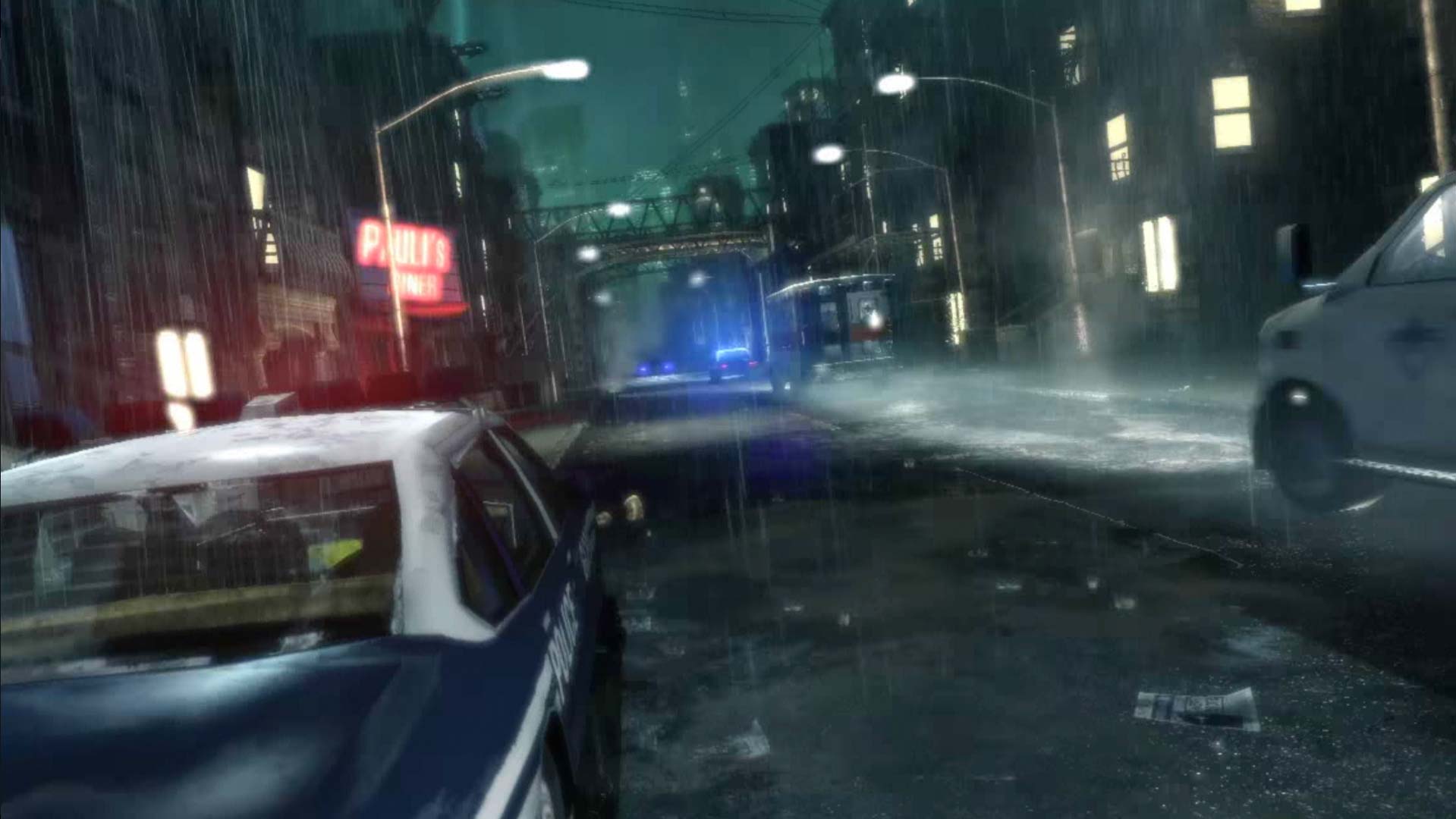 Batman Arkham Asylum PS3 city police street scene