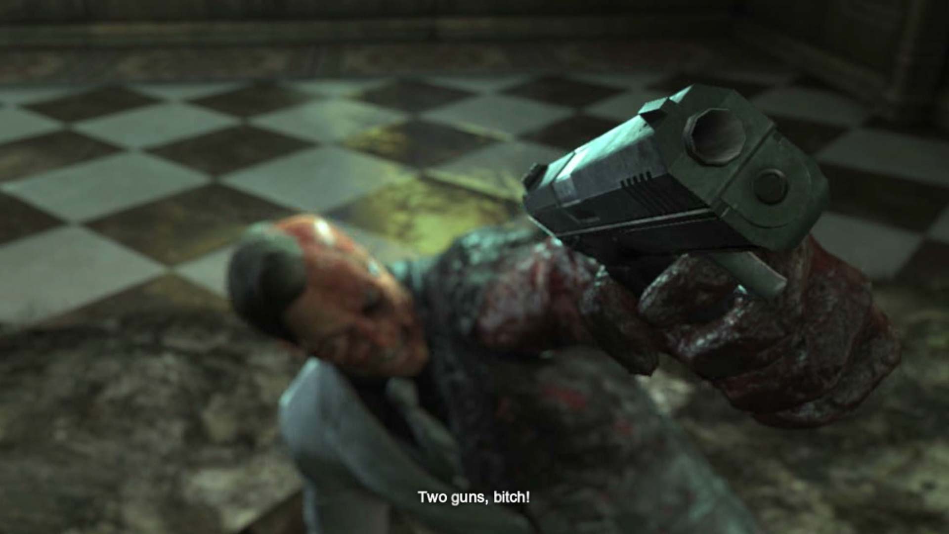 Batman Arkham City PS3 two face shooting cutscene