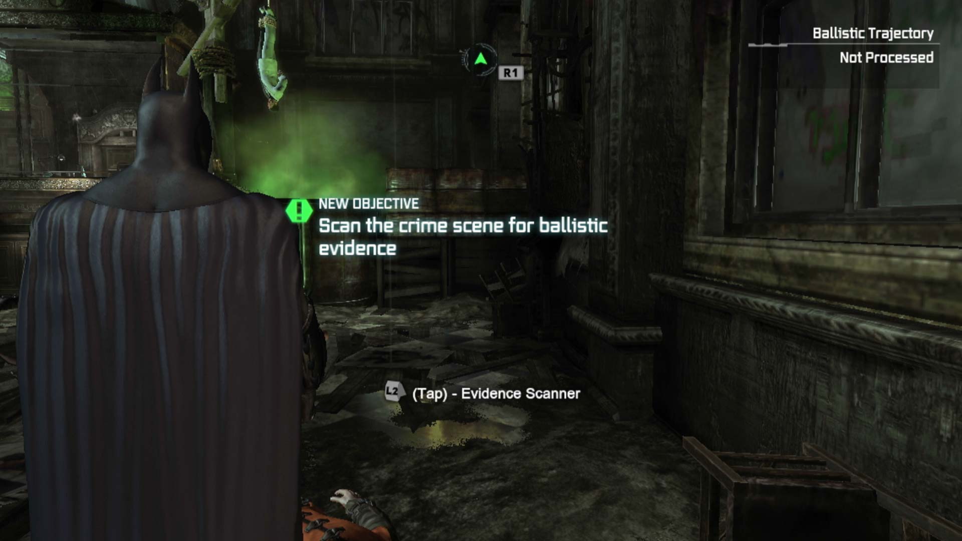 Batman Arkham City PS3 scan crime scene objective