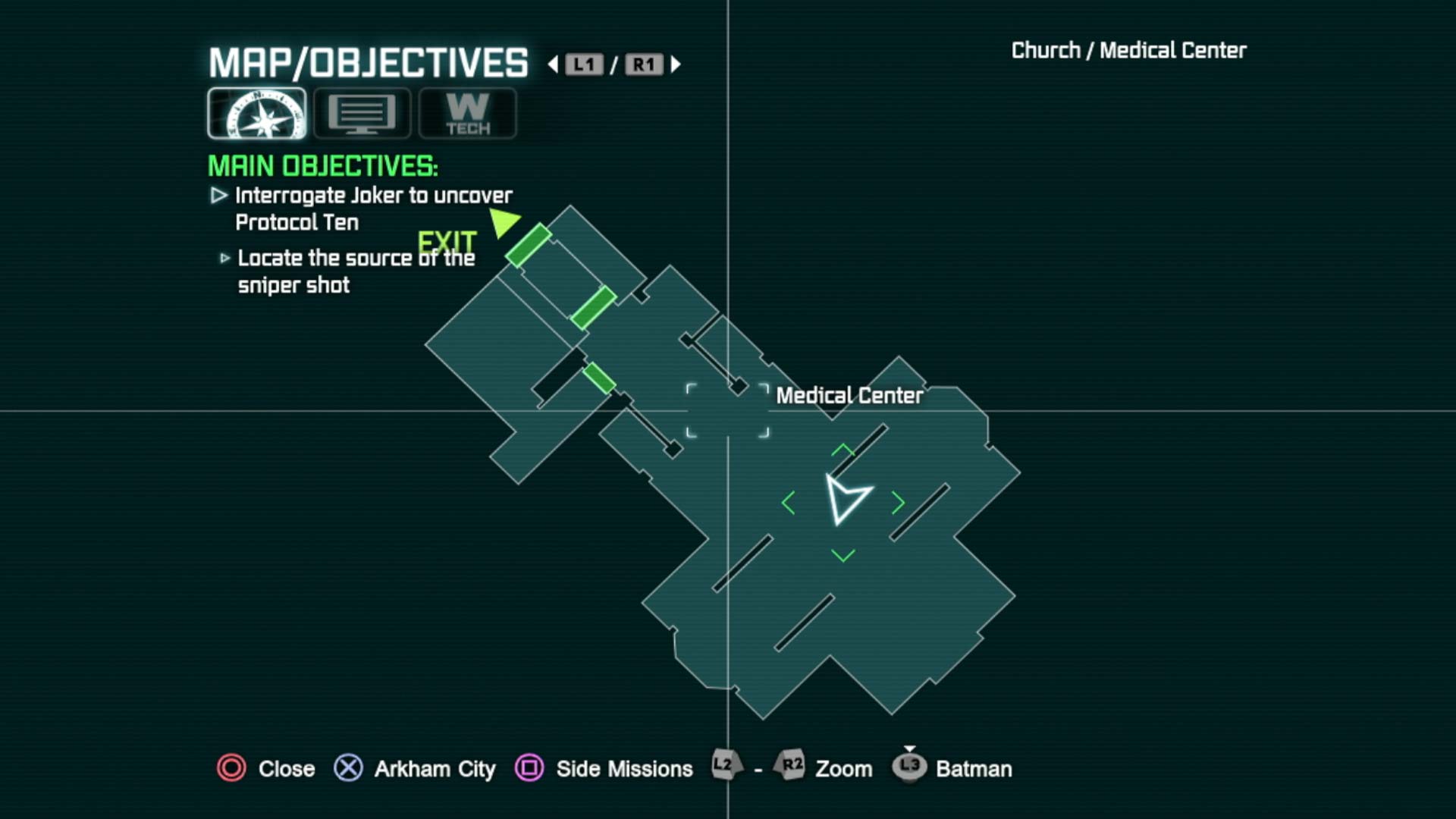 Batman Arkham City PS3 game map view