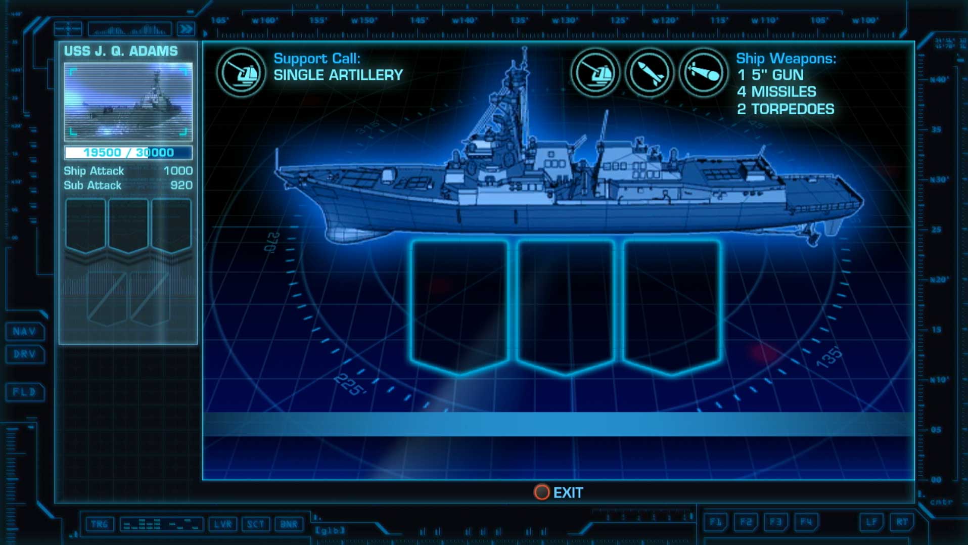 Battleship PS3 ship statistic screen menu