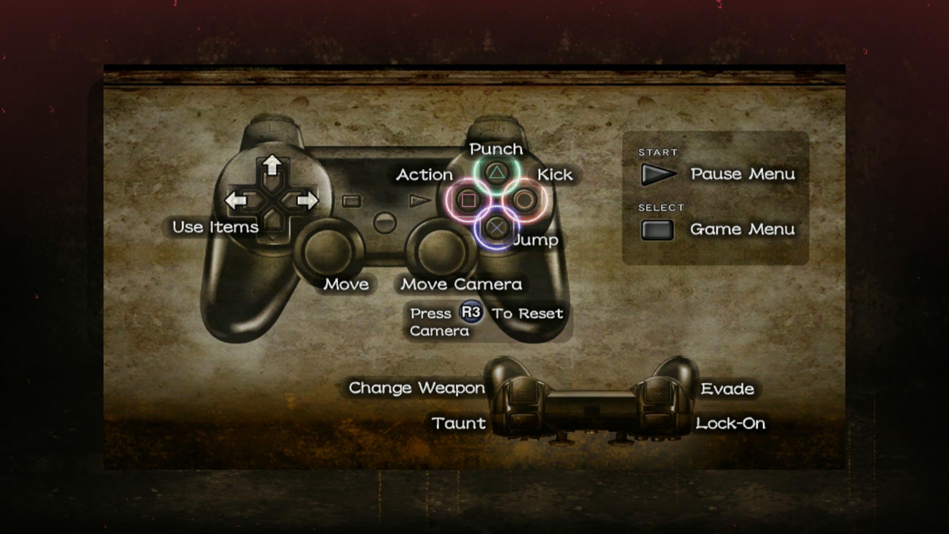 Bayonetta PS3 game controller button layout