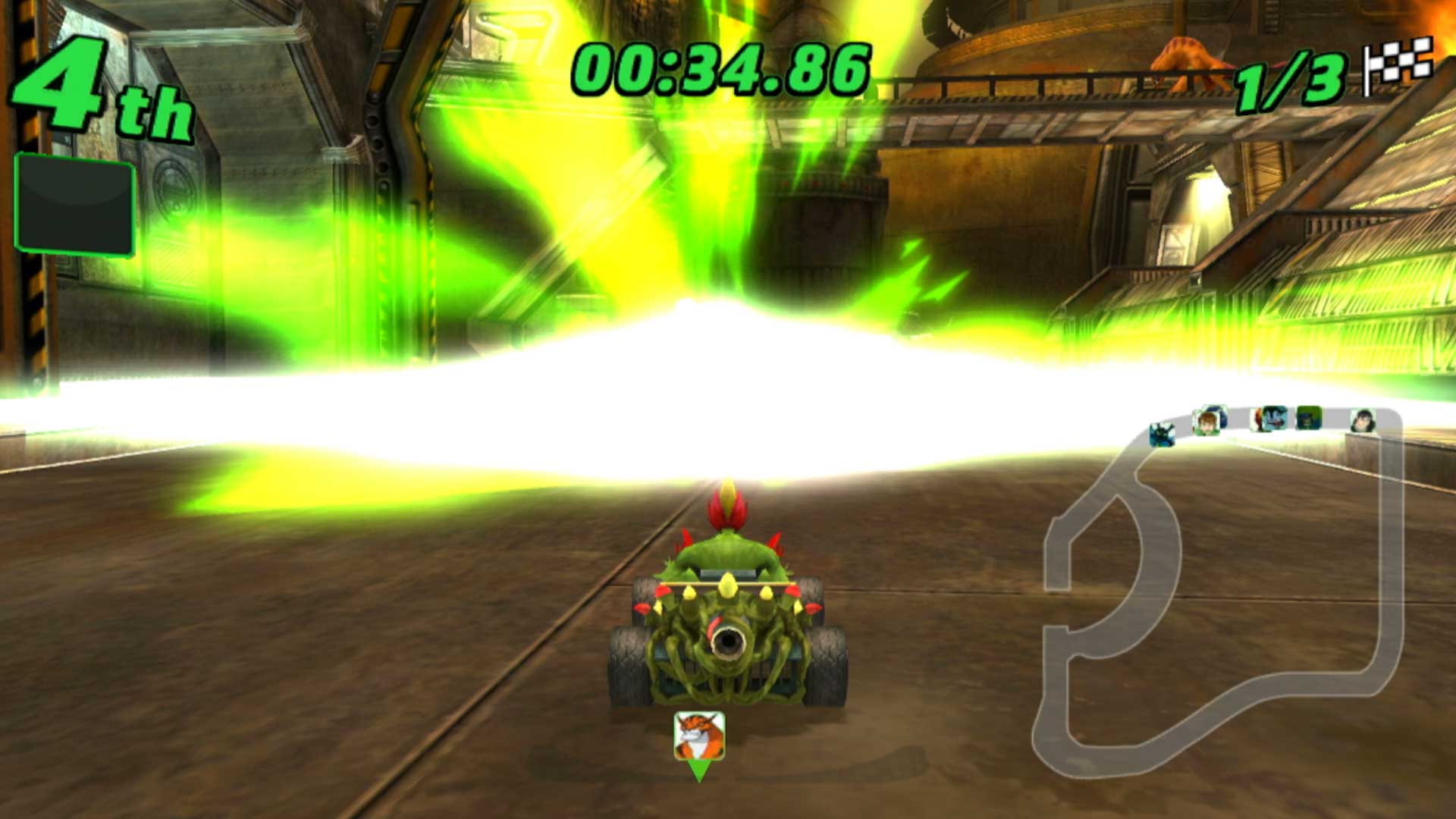 Ben 10 Galactic Racing PS3 swampfire direct hit ahead