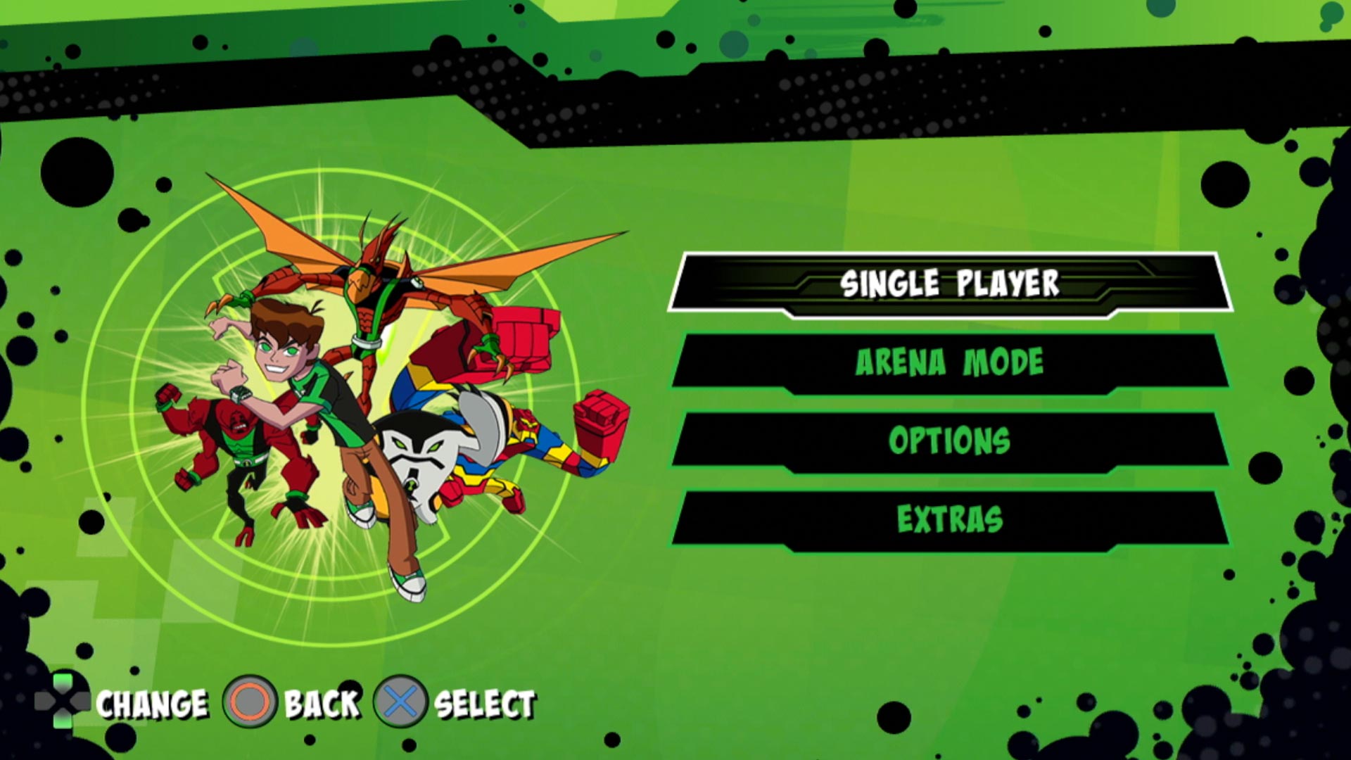 Ben 10 Omniverse 2 PS3 game main menu screen