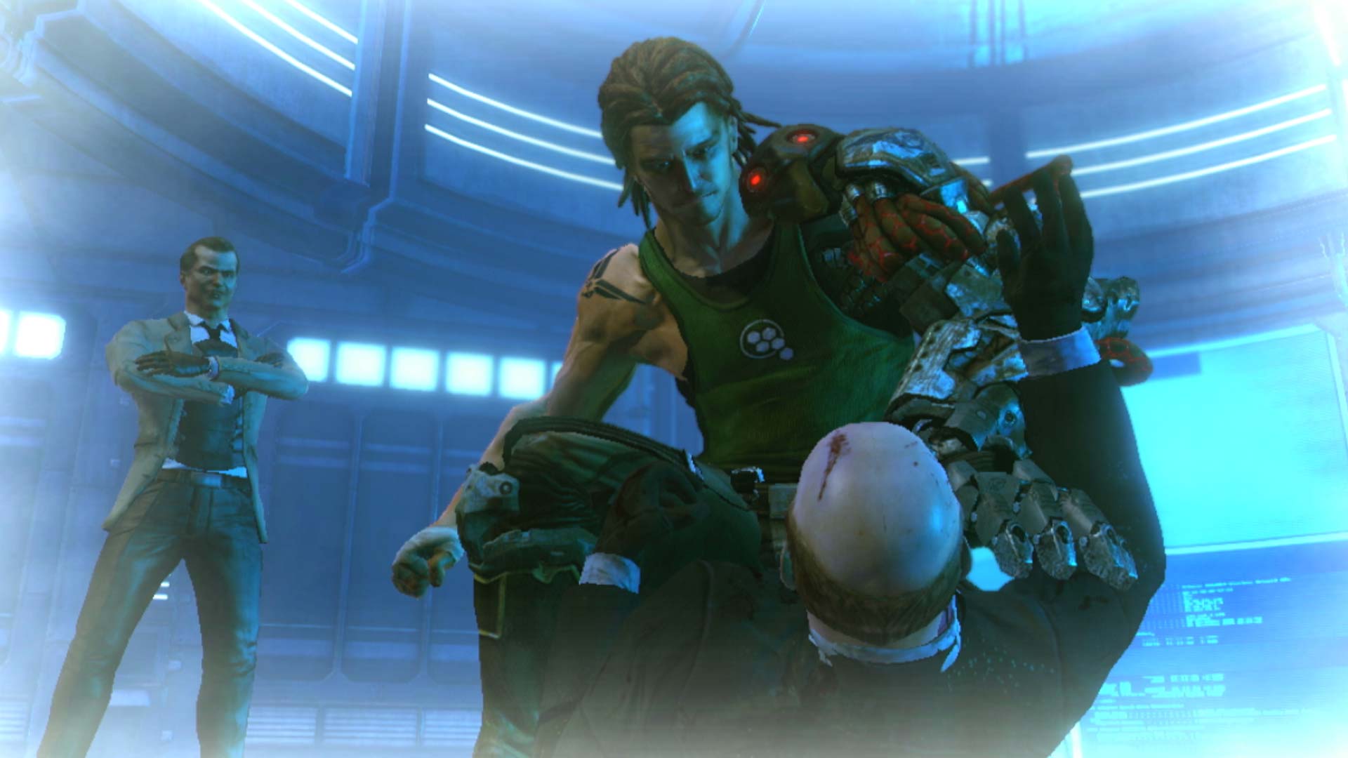 Bionic Commando PS3 punching man cutscene