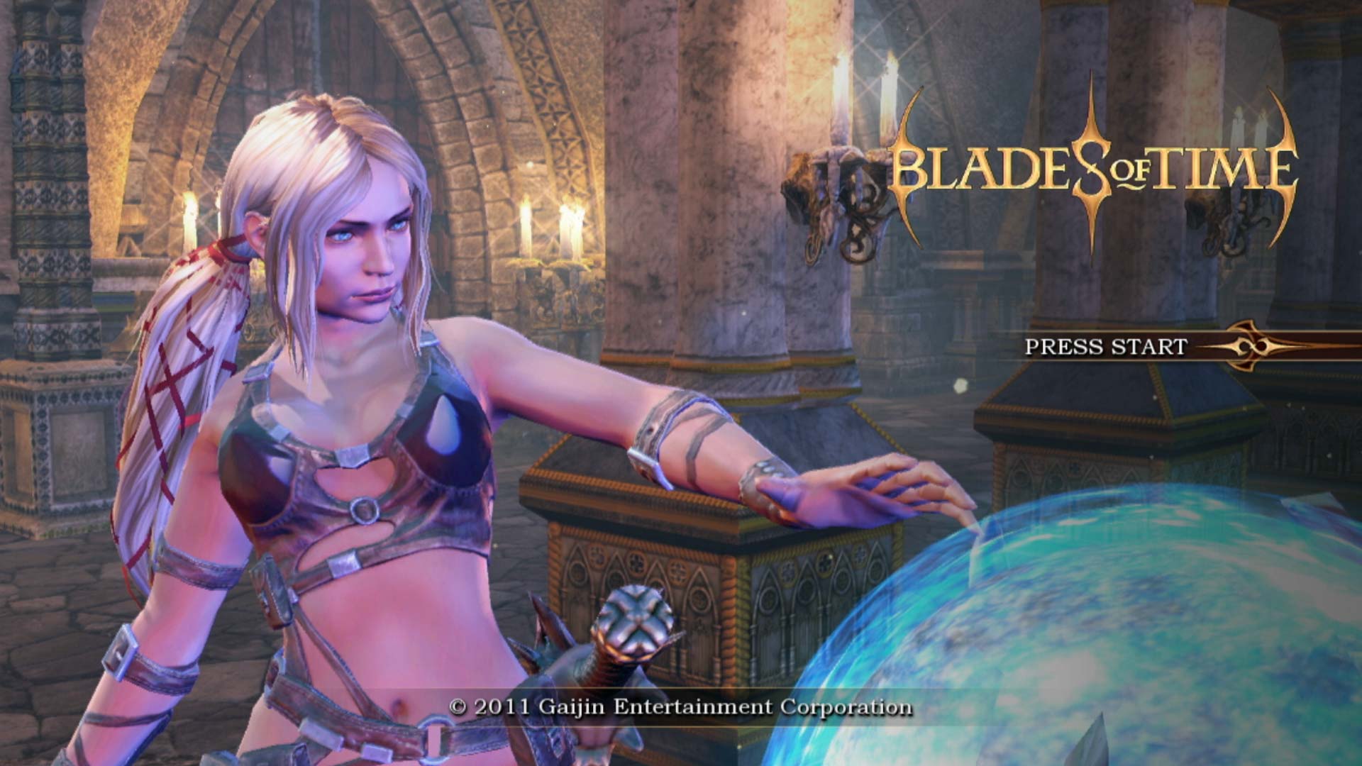 Blades of Time PS3 game title start screen