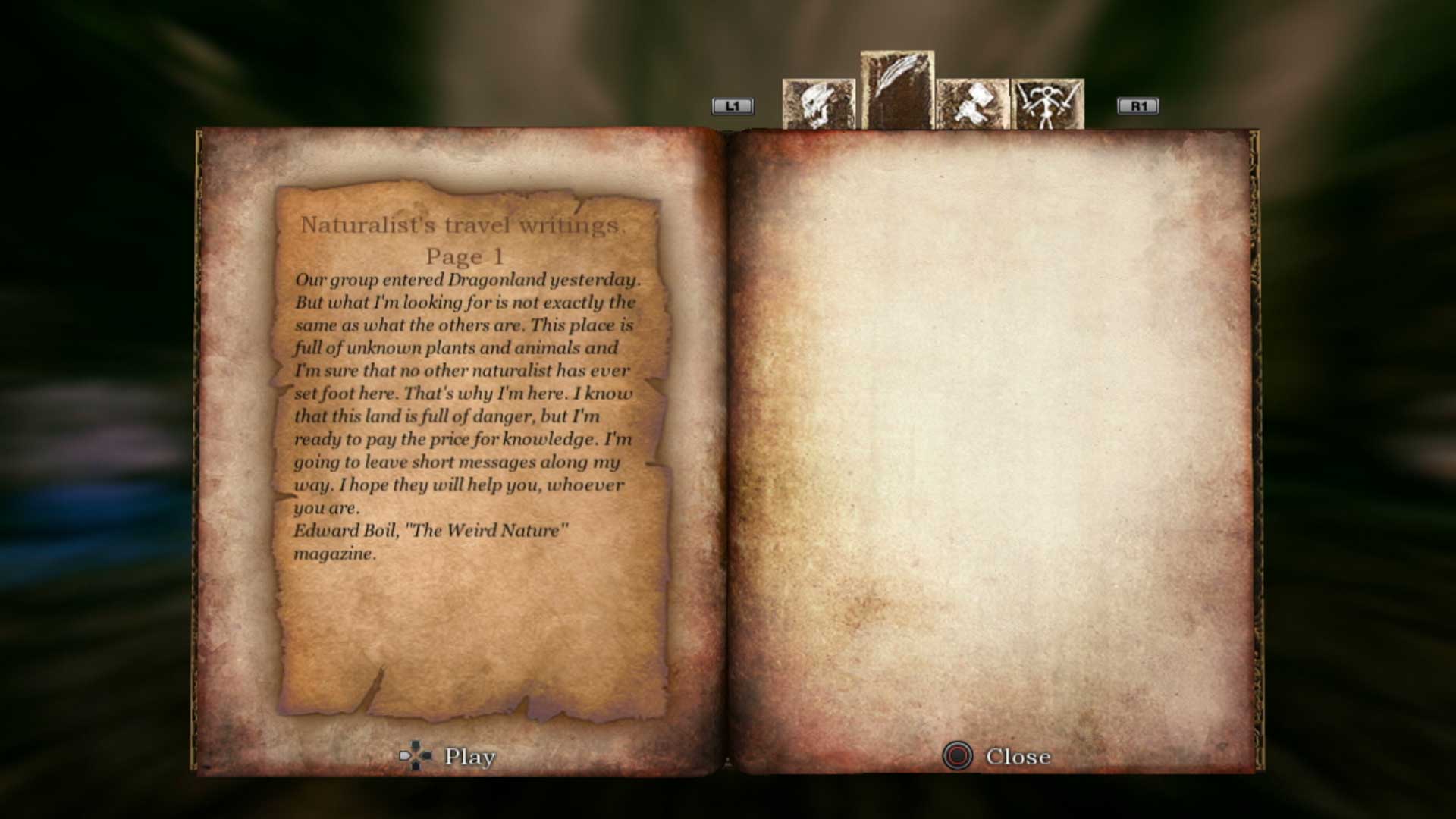 Blades of Time PS3 inside book writings