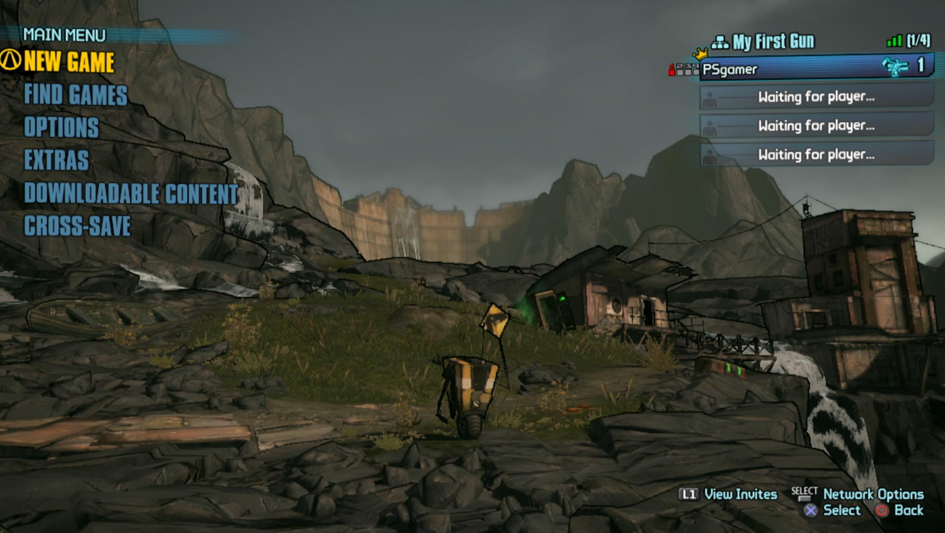 Borderlands 2 PS3 game main menu