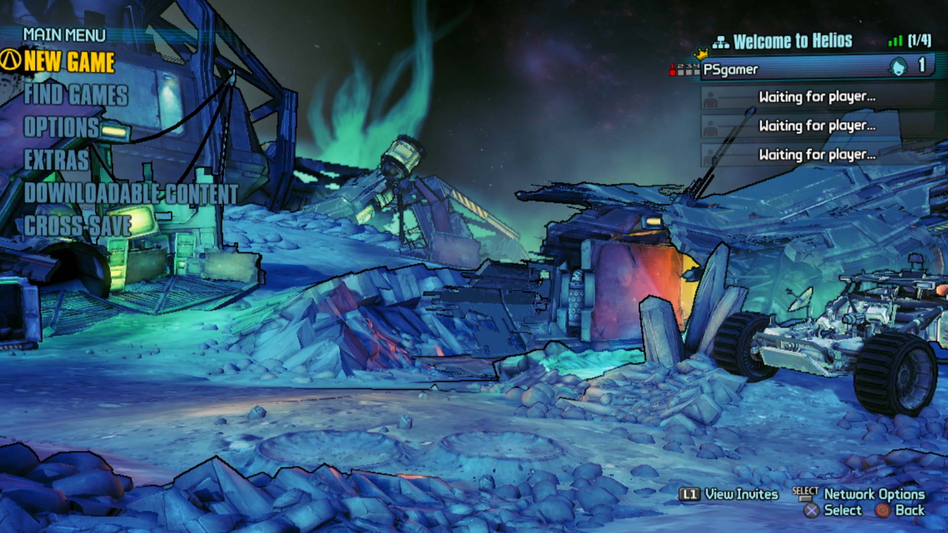 Borderlands The Pre-Sequel PS3 game main menu