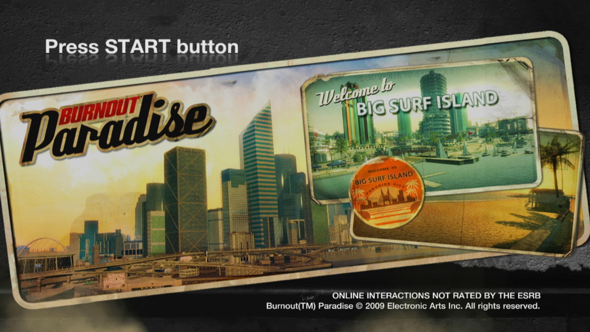 Burnout Paradise PS3 title start screen