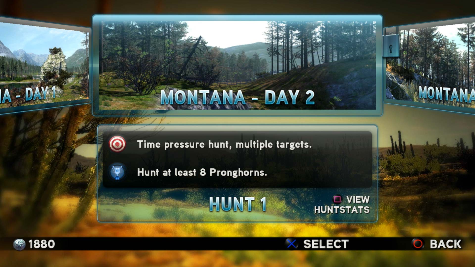 Cabelas Big Game Hunter 2012 PS3 mission selec montana day 2