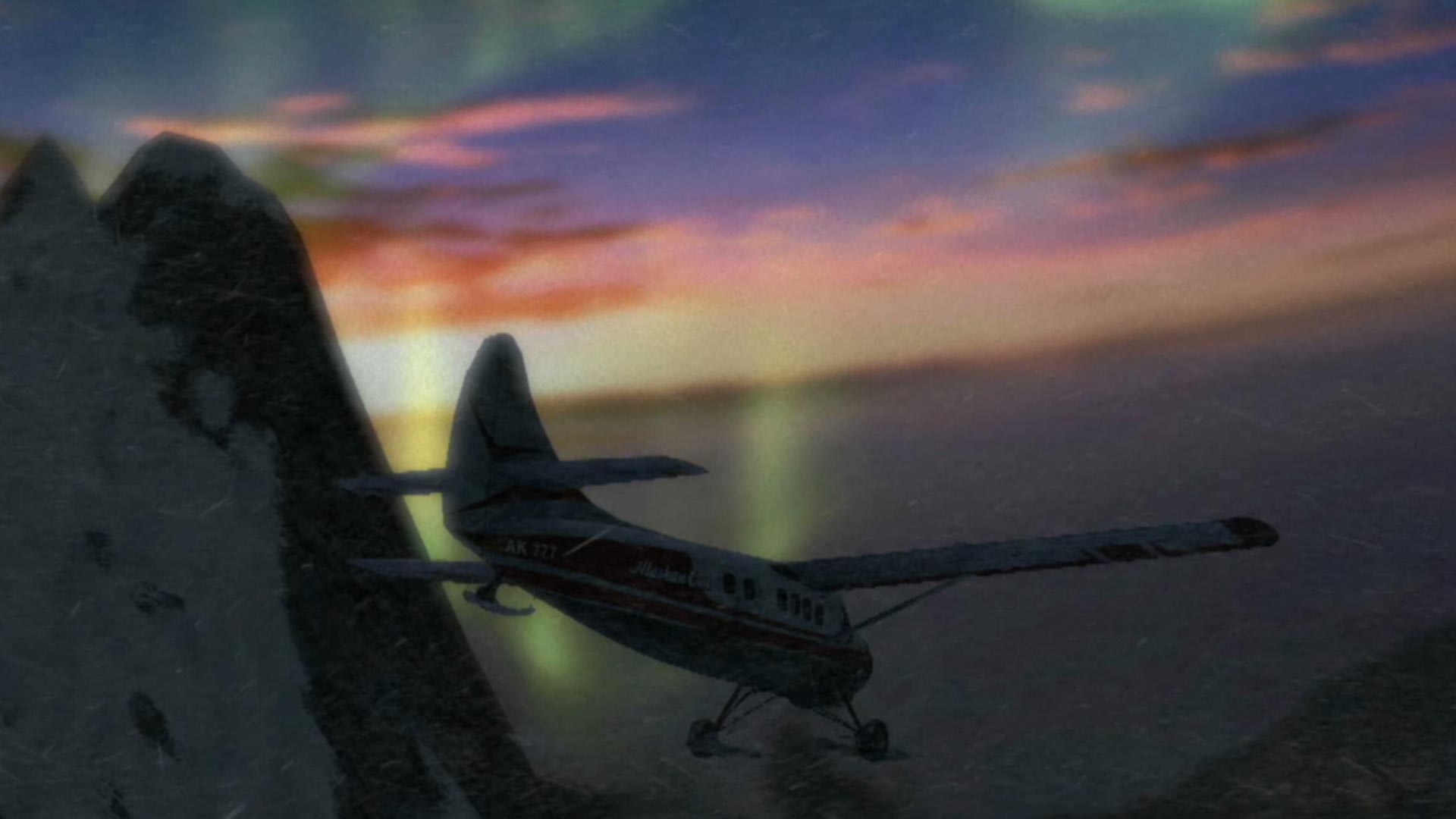 Cabela's Survival Shadows of Katmai PS3 plane flying exterior view sunset