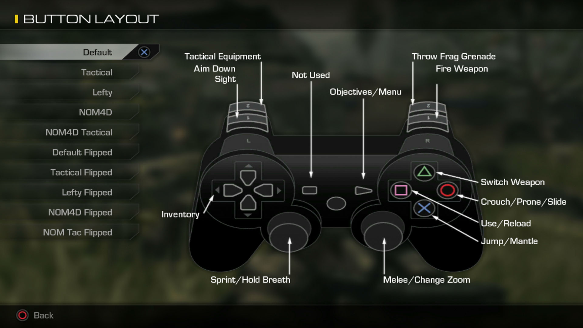 Call of Duty Ghosts PS3 controller button layout