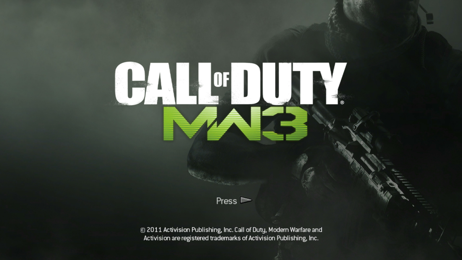 Call of Duty Modern Warfare 3 PS3 title start screen