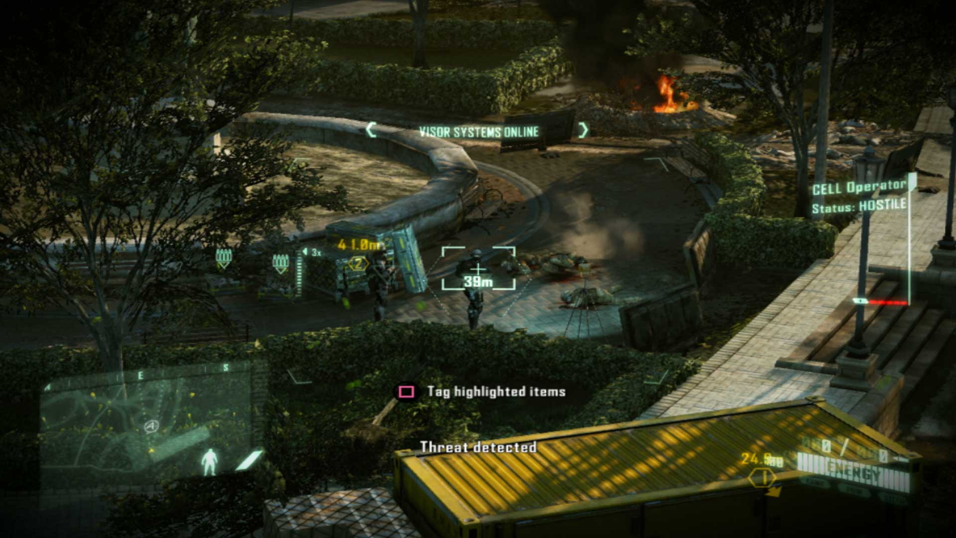 Crysis 2 PS3 tag highlighted items visor view