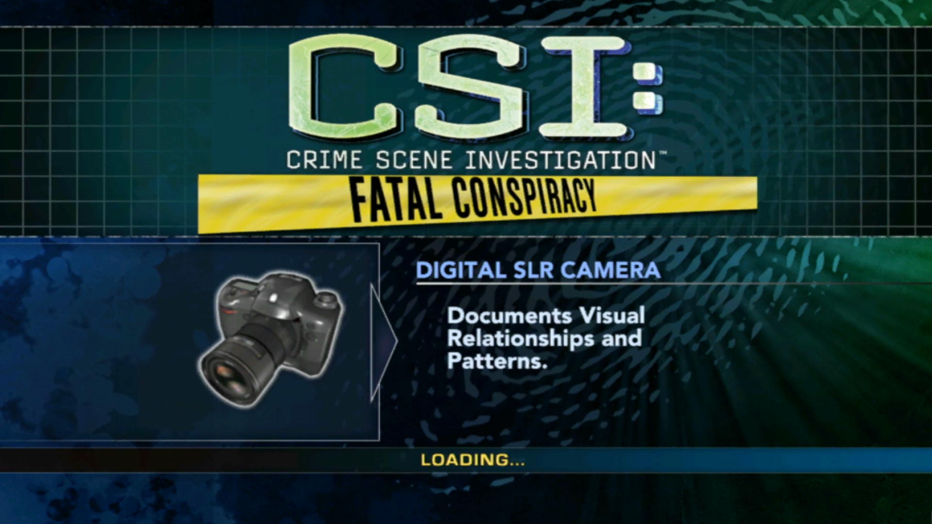 CSI Fatal Conspiracy PS3 game loading screen