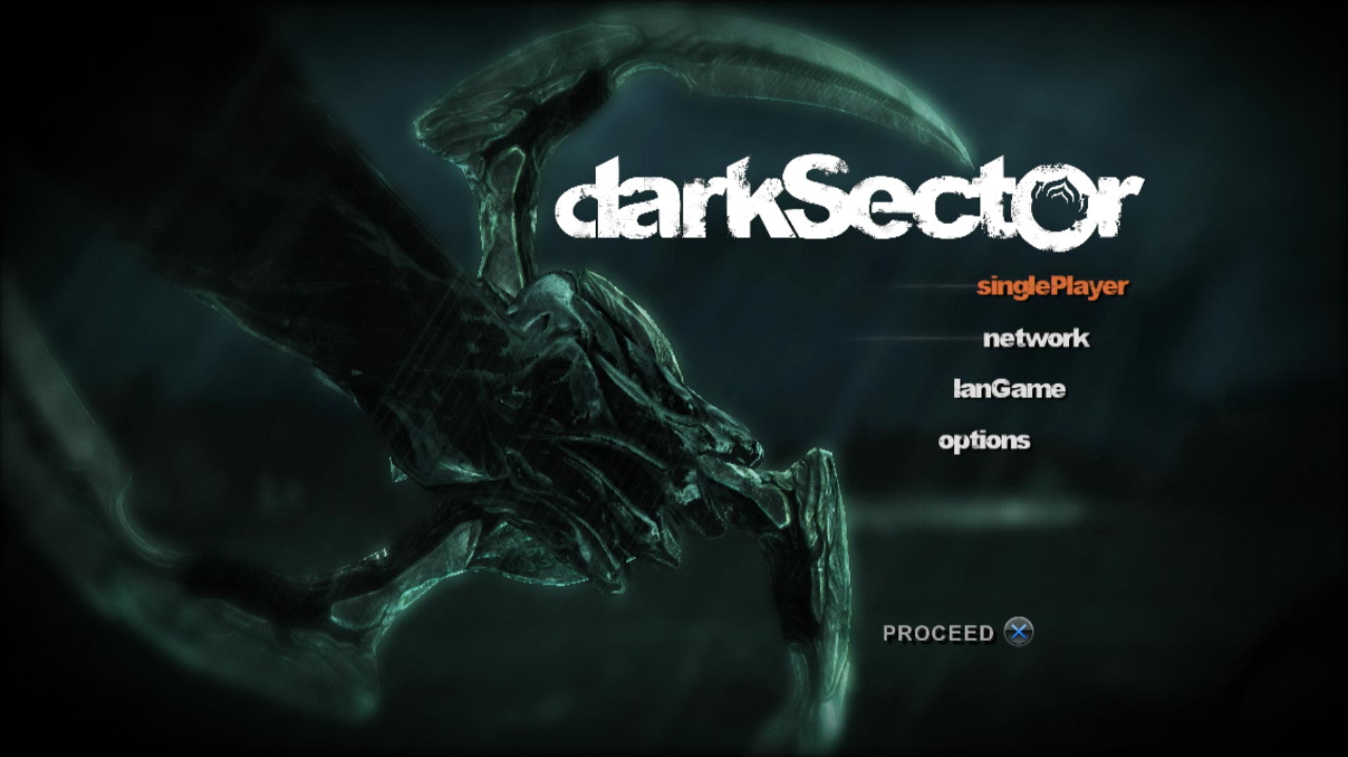 Dark Sector PS3 game main menu screen