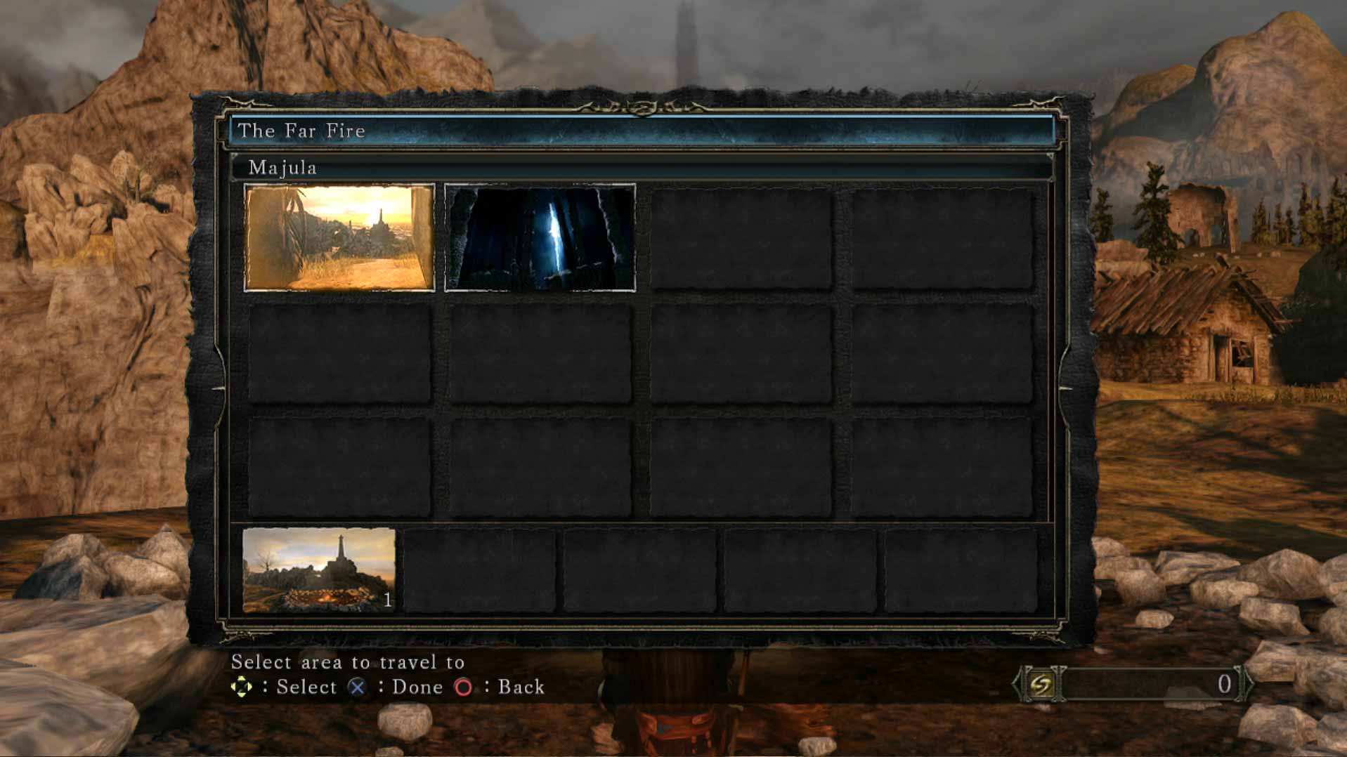 Dark Souls II PS3 game menu fast travel