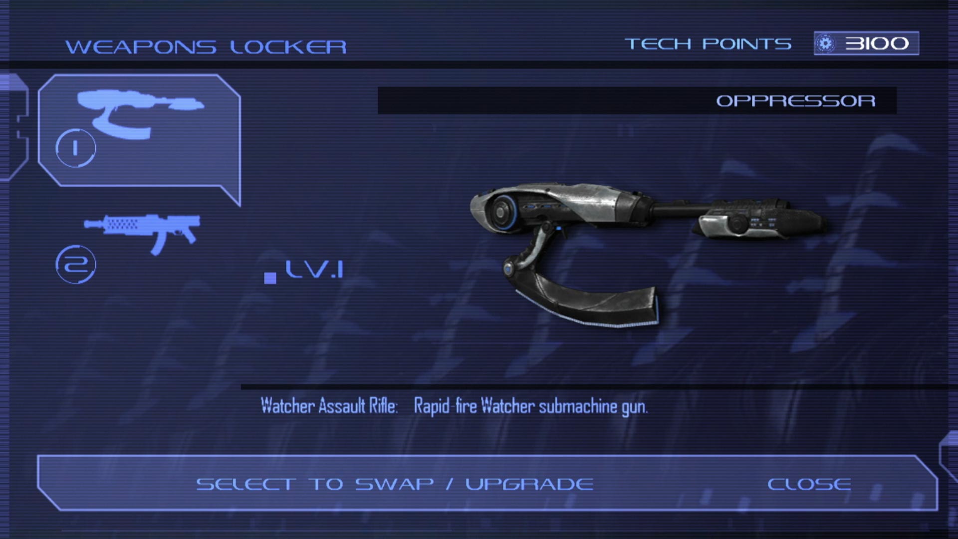 Dark Void PS3 oppressor weapon game menu