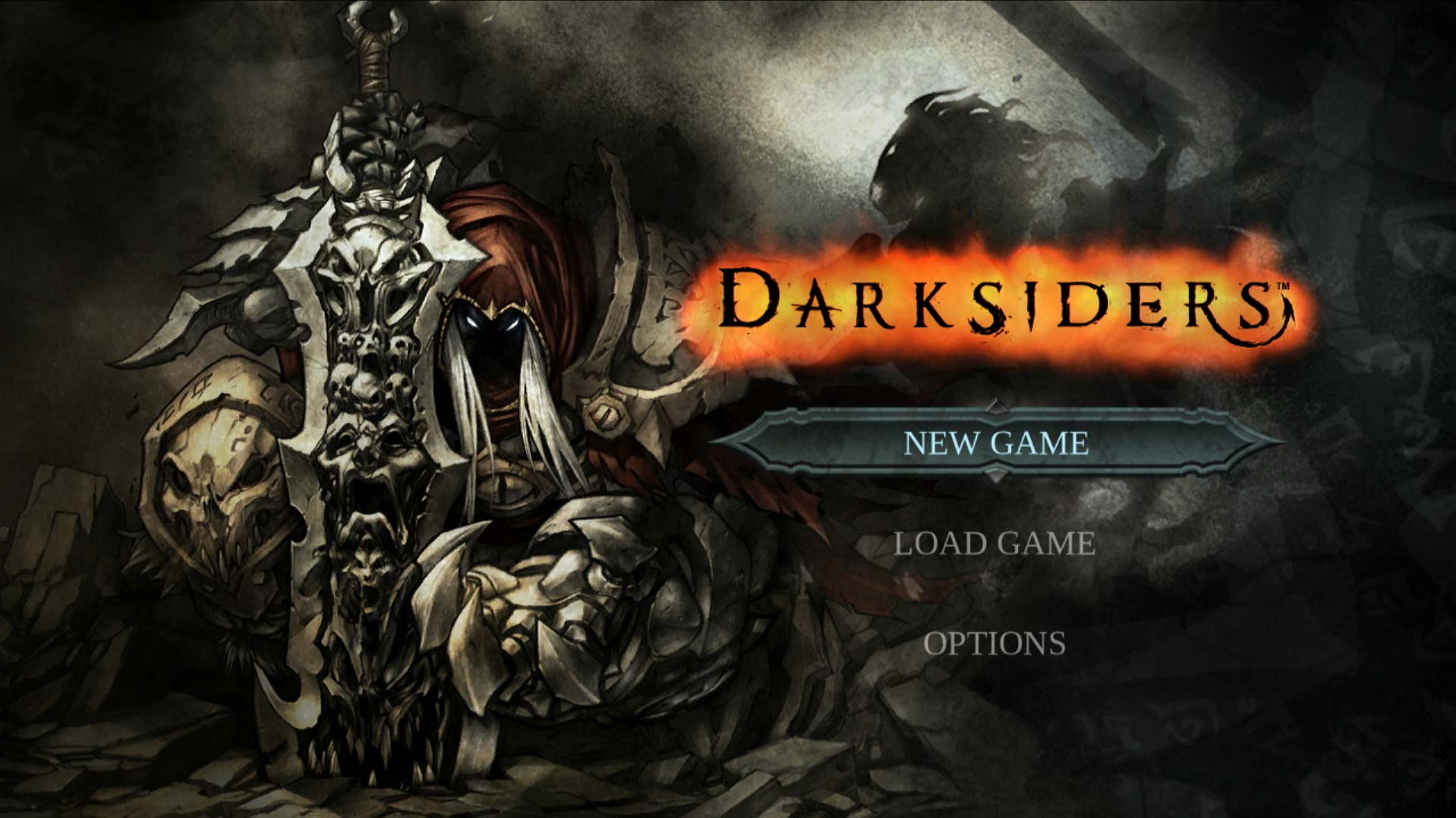 Darksiders PS3 game main menu screen