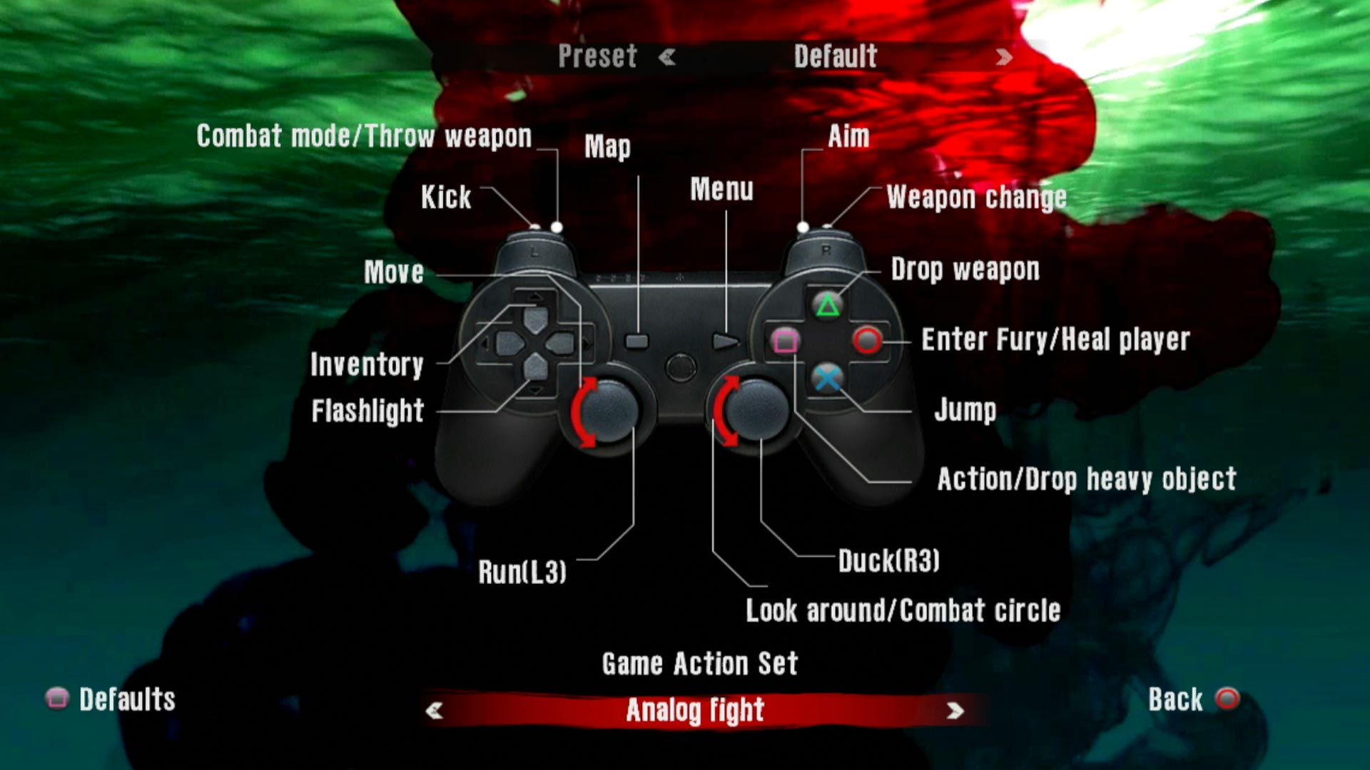 Dead Island PS3 game controller button layout