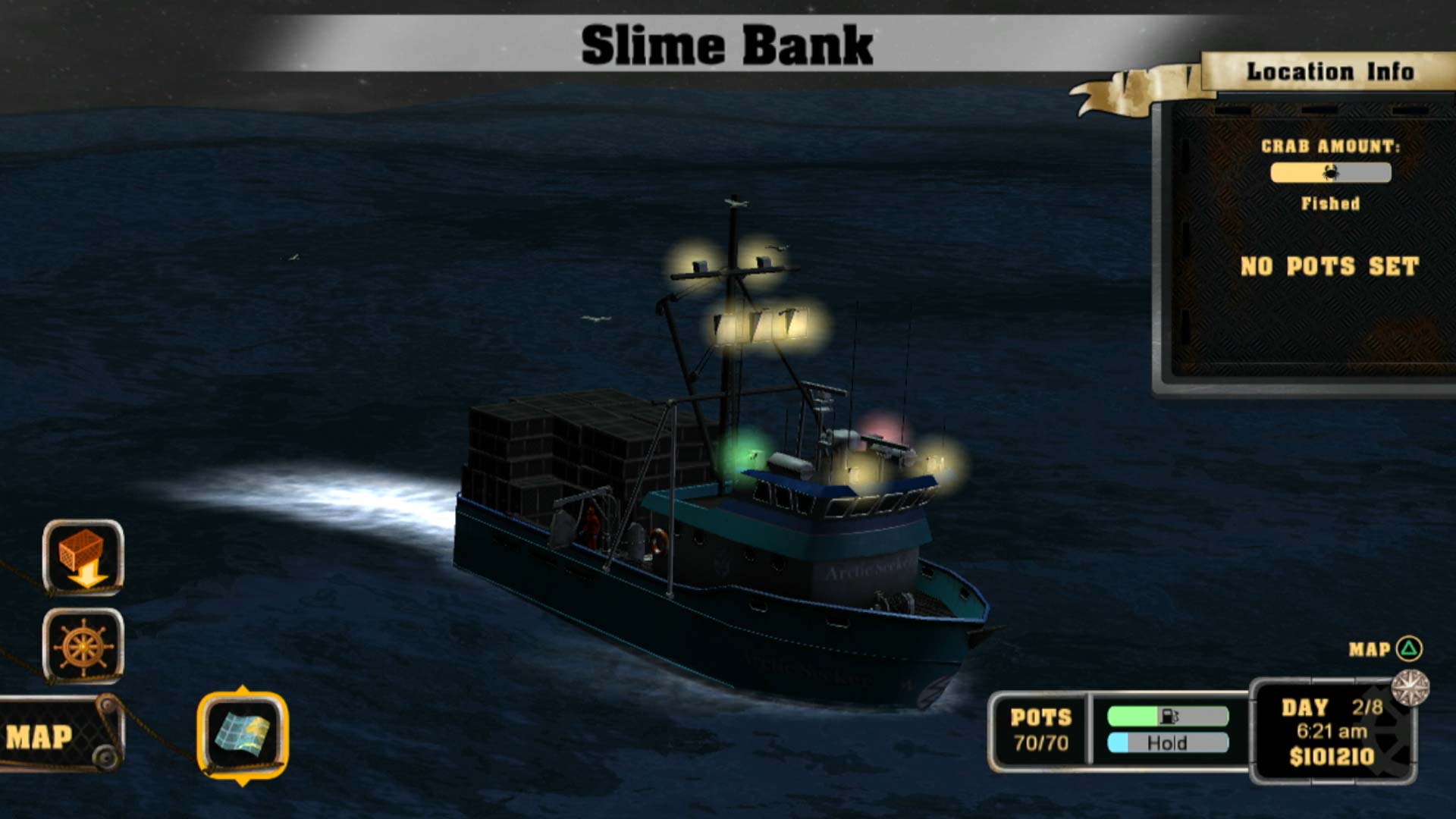 Deadliest Catch Sea of Chaos PS3 slime bank night time