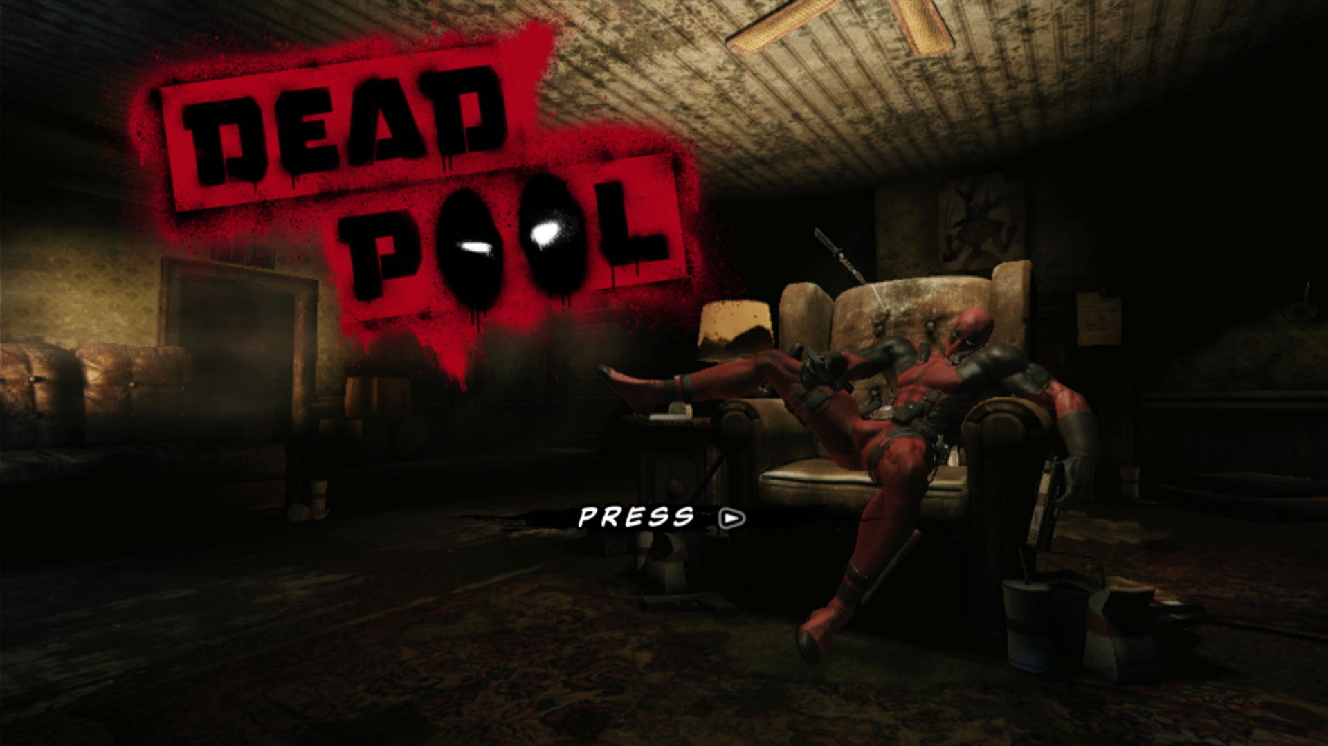 Deadpool PS3 game title start screen