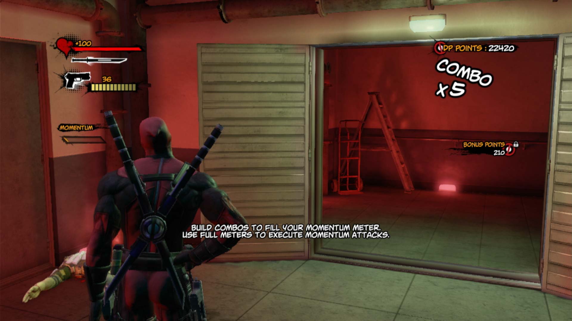 Deadpool PS3 combo meter screenshot