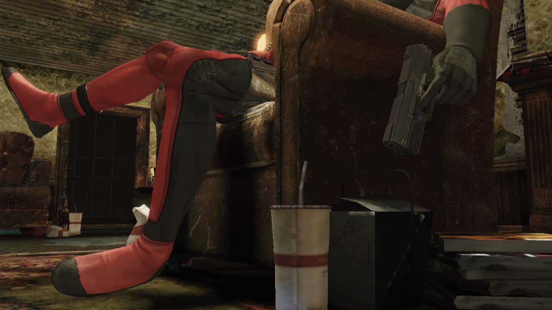 Deadpool PS3 cutscene apartment chair